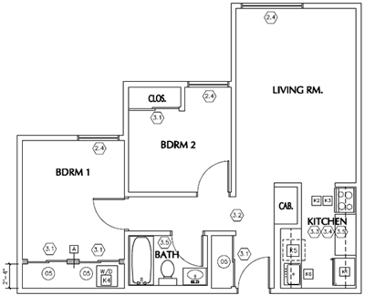 Unit C - Two Bedroom / One Bath - W/D*